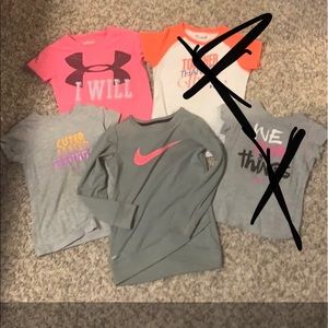 2 T-shirts 1 sweater. Nike and UA 4T girls.